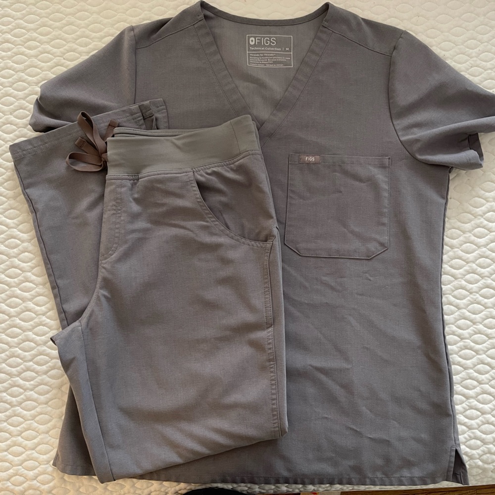 Medium space grey FIGS scrub set